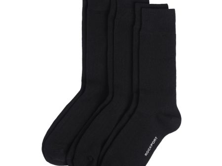 Rockport Men SOCKS RIBBED CREW VALUE PACK FITS 9-11 BLK For Discount