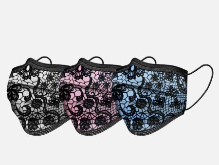 WAO-Medical mask Lace Series (White+Pink+Blue) Online now