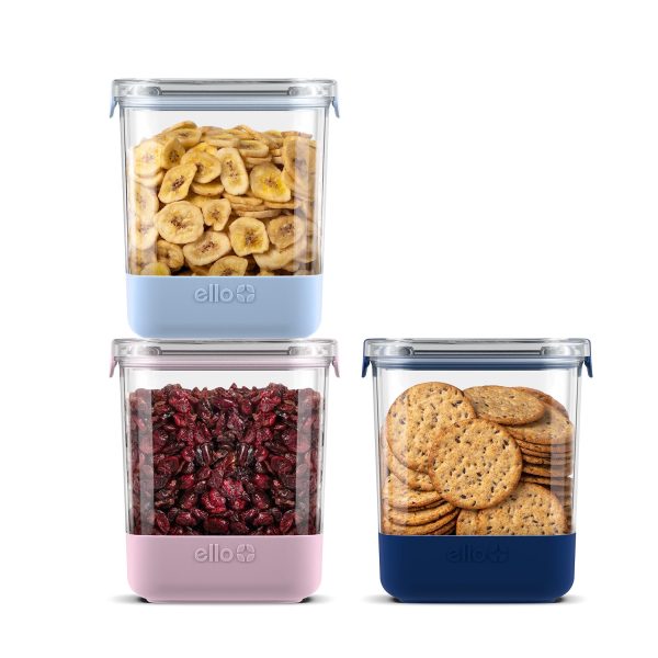 Plastic Food Storage Canisters with Airtight Lids, Set of 3 For Sale