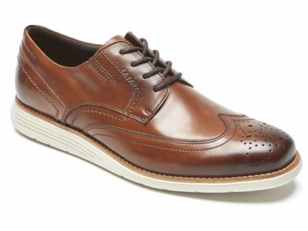 Rockport Men TOTAL MOTION SPORT DRESS WING TIP COGNAC LEATHER Cheap